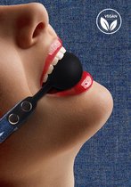 Silicone Ball Gag - With Roughend Denim Straps - Blue - Bondage Toys - Gags