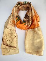 Vincent van Gogh, vaas met 12 zonnebloemen in 5 kleuren 30% zijde met 70% viscose glad materiaal