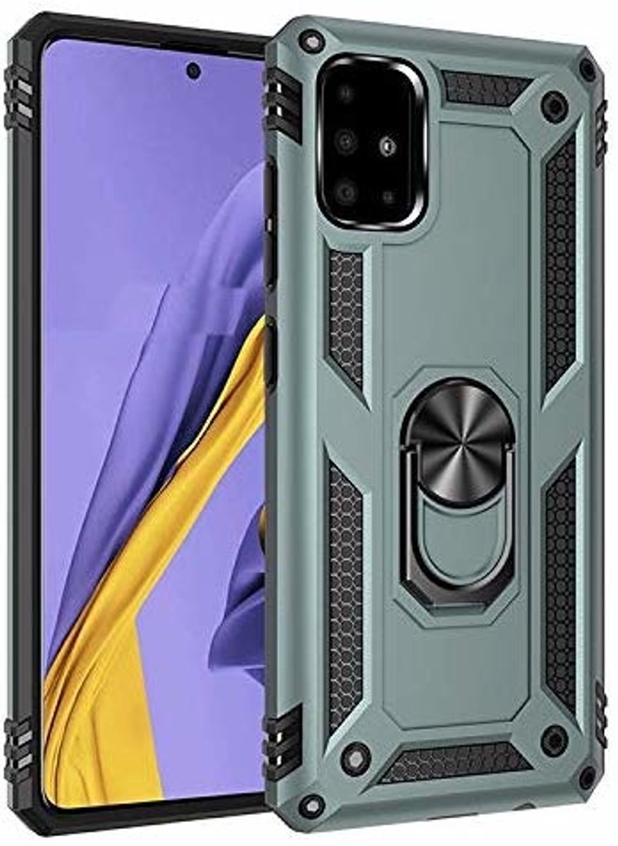 BixB Samsung A51 Amor Hoesje Ring houder TPU - Donker Groen