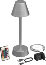 Oplaadbare LED Tafellamp 48 uur metaal look waterdicht met afstandsbediening.