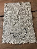 Shabby linnen doek  | Ik hou van jou mama | 30x45 | Cadeau vrouw | Verjaardagscadeau | Landelijke sierdoek | Gastendoekje | Doekje | Woonaccessoire | Wassen op 30 graden | Ongezoom