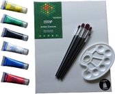 Goodz4All Verfset met een Schildersdoek 40x50 cm & 5 Platte Penselen & 6 Tubes Basiskleuren Acrylverf & GRATIS Verfpalet - Complete Schilderset - Canvas schilderdoeken
