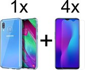 iParadise Samsung Galaxy A40 hoesje transparant siliconen case hoes cover hoesjes - 4x samsung galaxy a40 screenprotector