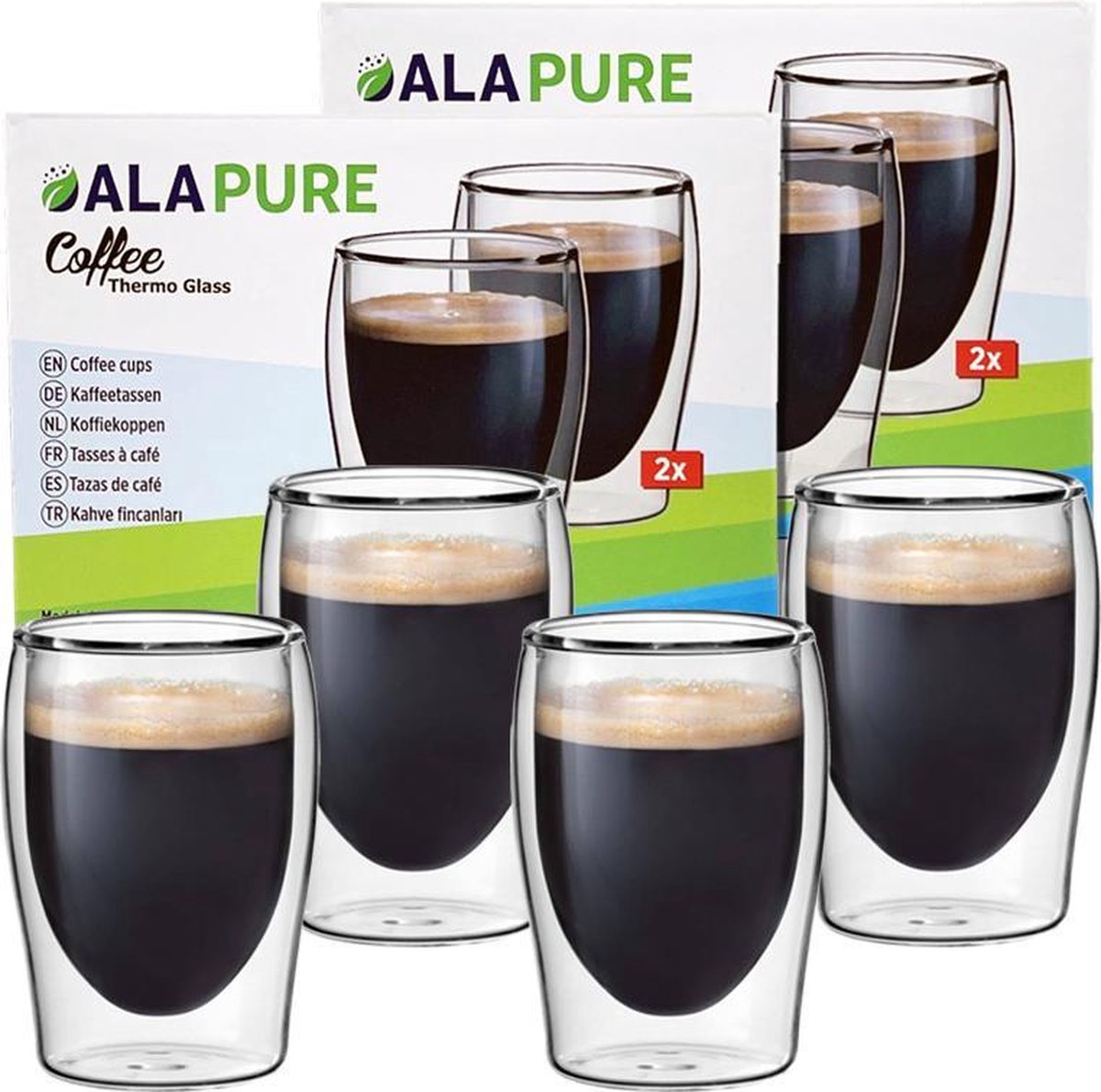 4x Alapure koffie thermo glazen 17.5cl / Alapure ALA-GLS21