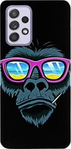- ADEL Siliconen Back Cover Softcase Hoesje Geschikt voor Samsung Galaxy A72 - Gorilla Apen