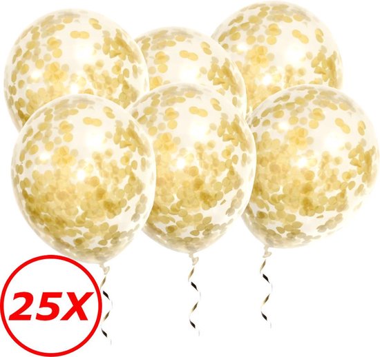 Gouden Confetti Ballonnen 25 Stuks Luxe Feestversiering Verjaardag Ballon... | bol.com