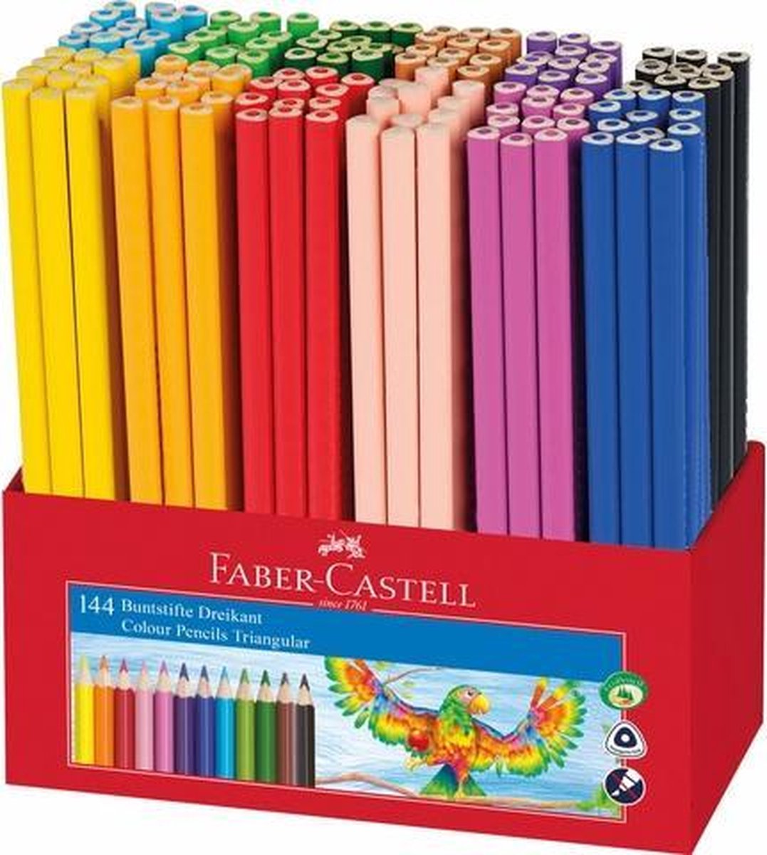 Faber-Castell kleurpotloden – driekantig – 144 stuks – assorti kleuren – FC-201675