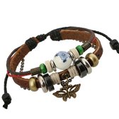 Lederen Armband Vlinder- Verstelbaar- Bruin