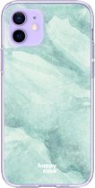 HappyCase iPhone 12 / 12 Pro Hoesje Flexibel TPU Mint Marmer Print