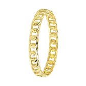 Lucardi Dames Ring met gourmetschakel - Ring - Cadeau - 9 Karaat - Geelgoud