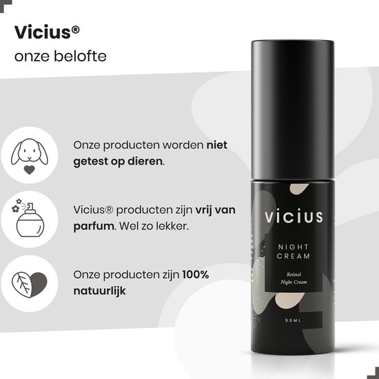 Vicius® - Nachtcrème voor vrouwen - Retinol - Anti rimpel crème - Hydraterende gezichtscrème - 50ml