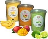 Suikerspinsuiker Suikerspin suiker mix TROPICAL  3x pot van 400 gram Banaan/mango en lemon