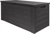 Woody Tuin Opbergbox - 324 liter 45x120x60 cm - Tuinkussenbox - Antraciet/bruin