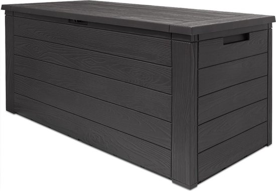 Woody Tuin Opbergbox - 324 liter 45x120x60 cm - Tuinkussenbox - Antraciet/bruin - Merkloos