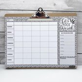 Familieplanner XXL op klembord + gratis navulling - Weekplanner A3 - Gezinsplanner ongedateerd - Zwart wit - Kalender met ruimte voor notities en wat je gaat eten