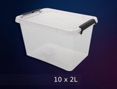 10 Stuks Transparant Opbergbox 2L - 15 x 19.5 x 11cm - Opberg Box