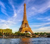 La Tour Eiffel et la Seine au coucher du soleil à Paris, - Papier peint photo (en bandes) - 350 x 260 cm