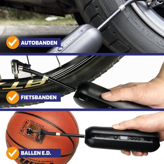 Elektrische Fietspomp met Drukmeter - Compressor - 10.3 BAR - Zwart — afbeelding 2
