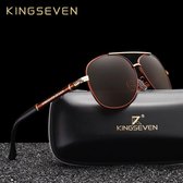 Kingseven Brown Star -  Gepolariseerde Piloten Zonnebril -   Aviator zonnebril met polarisatie en UV400 - Bruin