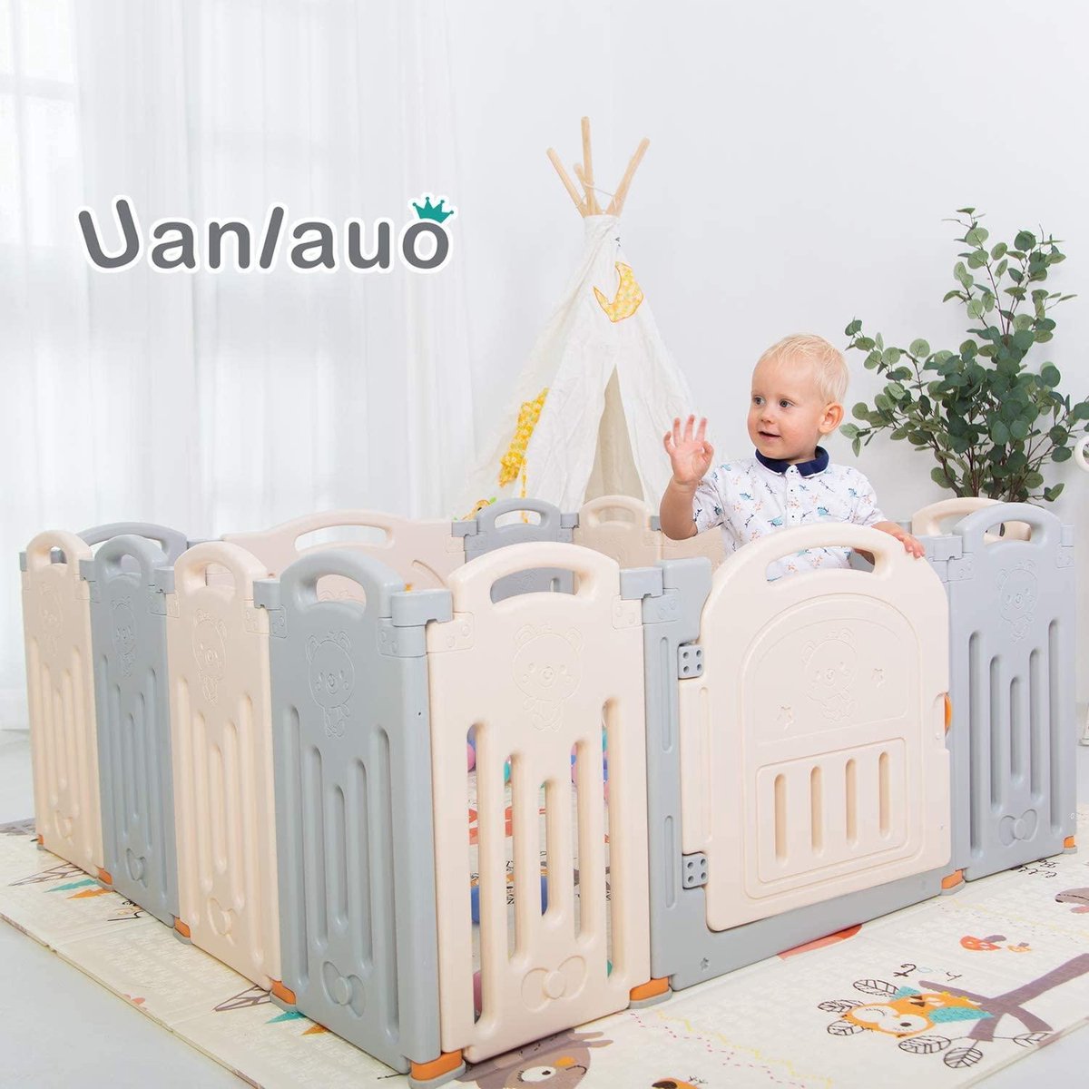 Uanlauo tapis de jeu pour bébé, grand tapis de jeu pliable et
