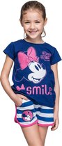 Disney Minnie Mouse - Zomerset - blauw/roze - glitter - 100% French Terry katoen - maat 98