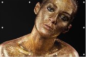 Gouden man met Glitters - Foto op Tuinposter - 150 x 100 cm