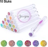 Plastic buisjes met dop 10 stuks | 2 in 1 Wimper-mascara borstel in herbruikbare transparante buis | EyeLash brush with reusable tube 10 pcs