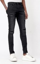 Zwarte Skinny Jeans met Scheuren Heren - D-3132 - Zwart