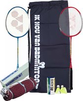 Yonex recreatieve badmintonset met Mavis 10 en Yonex badmintonnet in draagtas