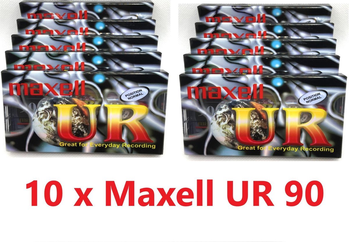 10 x MAXELL UR-90 Cassettebandje normaal position - Uiterst geschikt voor alle opnamedoeleinden / Sealed Blanco Cassettebandje / Cassettedeck / Walkman.