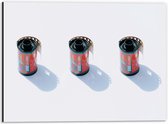 Dibond - Fotorolletjes op Rij - 40x30cm Foto op Aluminium (Met Ophangsysteem)
