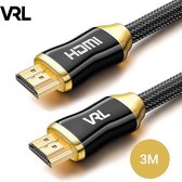 VRL HDMI Kabel – 3 Meter – 18 Gbps Brandbreedte – 60 HZ Refresh Rate – Goud Verguld - Ondersteunt full HD en Ultra HD 4K