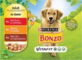 Bonzo Adult Maaltijdzakjes - Hondenvoer Natvoer - Rund, Kip & Lam - 48 x 100g