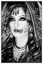 Vrouw met neusring zwart wit - Foto op Akoestisch paneel - 80 x 120 cm