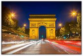 Parijse Arc de Triomphe en Champs-Elysees bij nacht - Foto op Akoestisch paneel - 90 x 60 cm