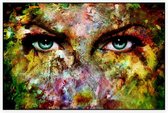 Gekleurde vrouwen ogen - Foto op Akoestisch paneel - 90 x 60 cm