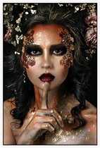 Vrouw met gouden planten,  - Foto op Akoestisch paneel - 60 x 90 cm