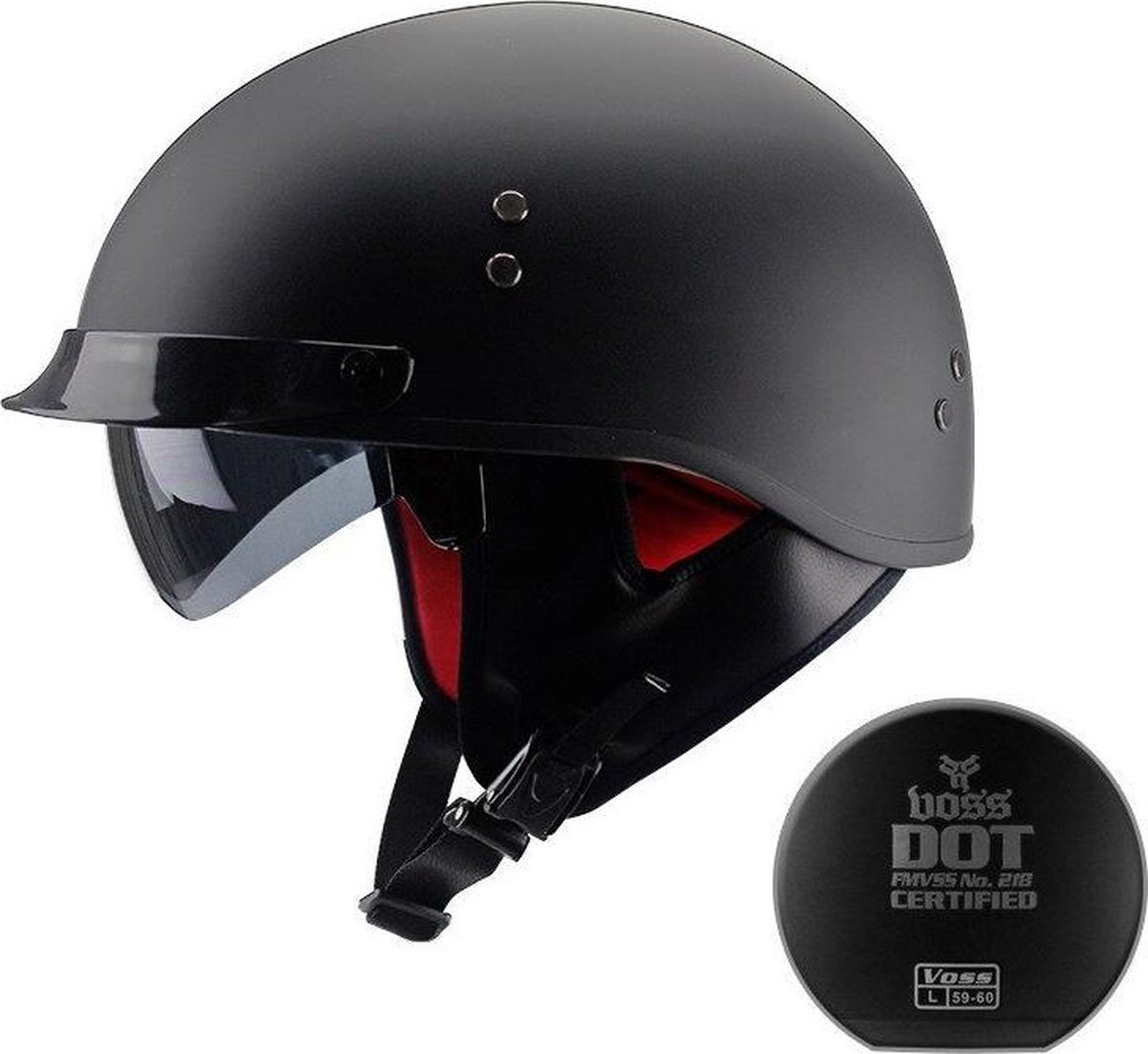 Vintage Motorhelm - Open Helm - Dot Goedgekeurd - Half Helm Retro - Zwart - Maat XL