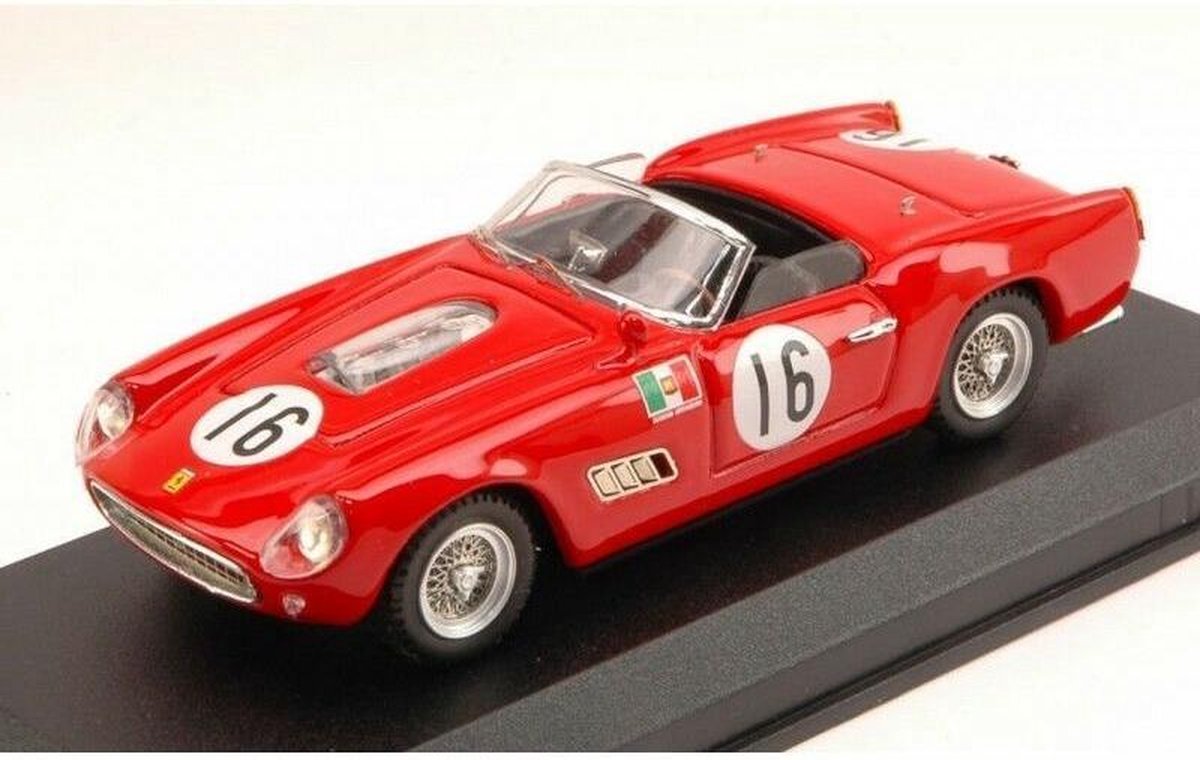 De 1:43 Diecast Modelcar van de Ferrari 250 California #16 van de Sebring in 1960. De coureurs waren Serena en Scarlatti. De fabrikant van het schaalmodel is Art-Model. Dit model is alleen online verkrijgbaar
