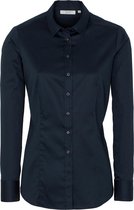 ETERNA dames blouse slim fit, stretch satijnbinding, marine blauw -  Maat: 36