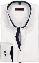 ETERNA modern fit overhemd - fijn Oxford heren overhemd - wit (blauw gestipt contrast) - Strijkvrij - Boordmaat: 45