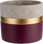 gold Bloempot voor Binnen en Buiten - Plantenbak - Plantenpot - Aubergine - 12x12xh10,5cm - Cilindrisch Cement