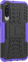 Xiaomi Mi 9 SE Hoesje - Mobigear - Tire Serie - Hard Kunststof Backcover - Zwart / Paars - Hoesje Geschikt Voor Xiaomi Mi 9 SE