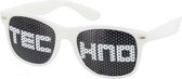 TECHNO Bril - TECHNO Zonnebril - Bril met Tekst - Pinhole Zonnebril - Sticker Bril - Zwart