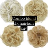 4x Hairbun Crunchie Haarstuk Messy Bun Up do BLOND