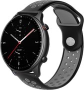 Siliconen Smartwatch bandje - Geschikt voor Strap-it Xiaomi Amazfit GTR 2 / 2e sport bandje - bandbreedte 22mm - zwart/grijs - Strap-it Horlogeband / Polsband / Armband
