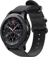 Nylon Smartwatch bandje - Geschikt voor  Samsung Galaxy Watch 46mm nylon gesp band - zwart - Horlogeband / Polsband / Armband