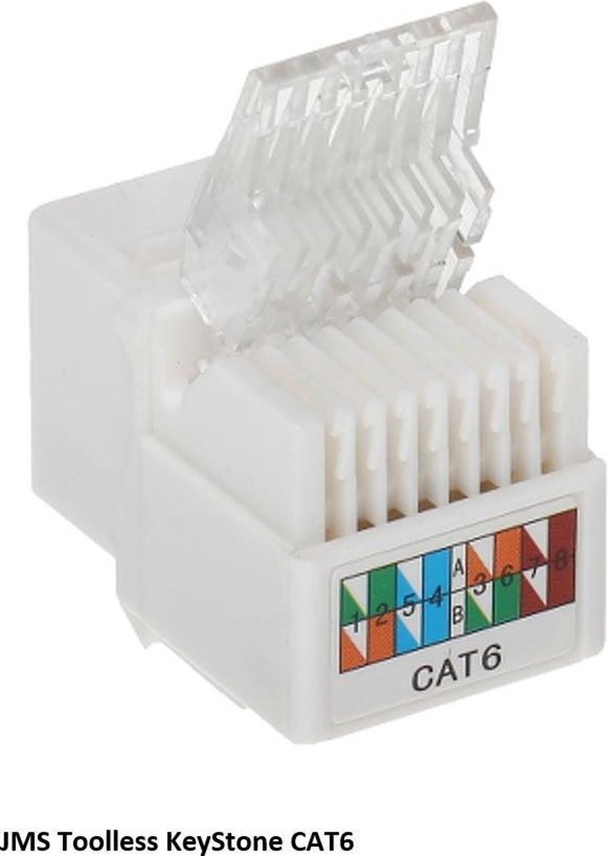 DEBFLEX , RJ-45-aansluiting - Ethernet-aansluiting - Jackblock - RJ12-45 cat 6-aansluiting - Ethernet-wandcontactdoos - Wandcontactdoos - Diam 2-serie RJ45-aansluiting - FTP wit