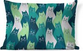 Sierkussens - Kussen - Geïllustreerd patroon van katten - 60x40 cm - Kussen van katoen
