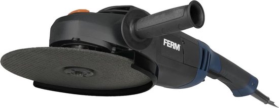 FERM - AGM1088 - Haakse Slijper 230mm - 2500W - 3m rubber kabel - Elektronische herstartbeveiliging - Softgrip - 3 posities voor zijhandgreep - Verstelbare beschermkap - Slijptol - Slijpmachine - voor het bewerken van metaal, steen of kunststof